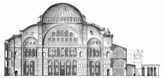 Längsschnitt einer Rekonstruktion der Hagia Sophia